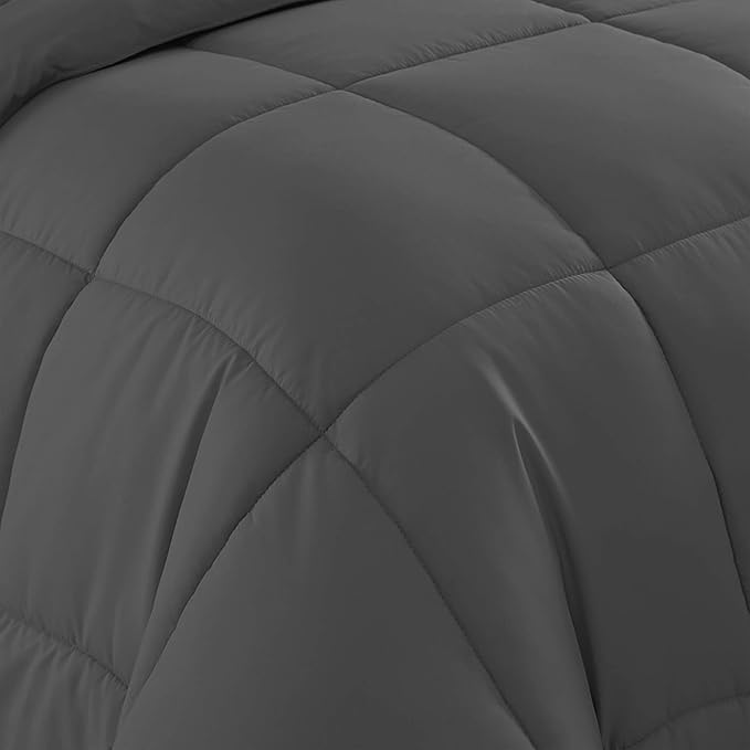 Down Alternative Comforter All Season Warmth Luxurious Plush Loft Microfiber Fill Duvet Insert Bedding, Twin Size, Gray (Pack of 8)