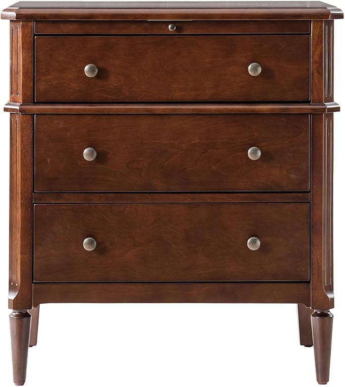 HULALA HOME End Table with Charging Station & Hidden Drawer, 30" Tall Side Table with Pull-Out Shelf, Rubberwood Legs(Walnut) - Image 7