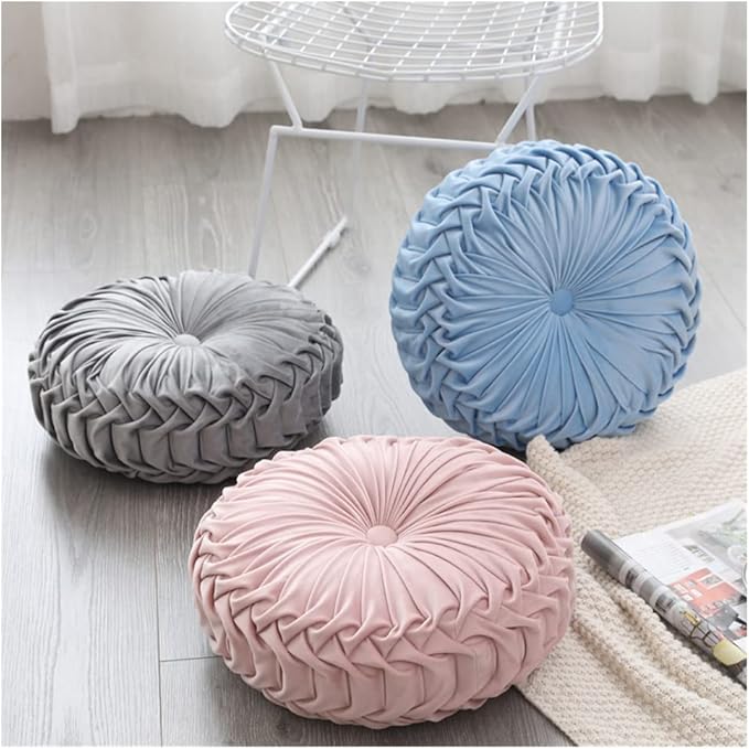 Baiyuruodie Round Velvet Pillow, Sofa Bed Bedroom Decorative Throw Pillow (38cm, Light Pink)