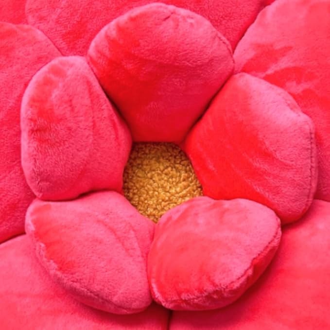 Green Philosophy Co. Camellia Plush Flower Pillow – Large Soft 3D Flower Shaped Throw Pillow, Neon Coral Decorative Pillow for Couch & Bed, for Plant Lovers