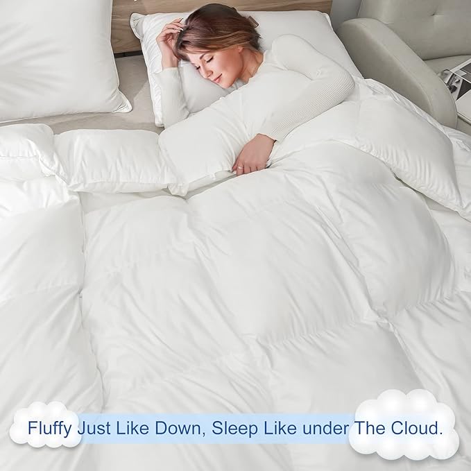 MH MYLUNE HOME Down Alternative Comforter King Size, Winter Warm Duvet Insert Fluffy Bed Comforter Insert White Baffle Box Stitched with Corner Tabs, King
