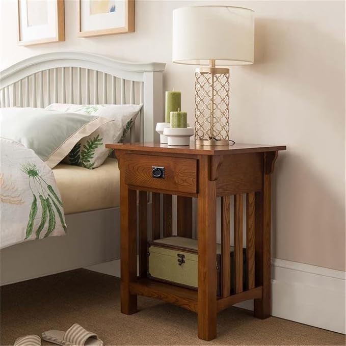 Home Square Mission Impeccable 1-Drawer Nightstand in Medium Oak (Set of 2) - Image 10