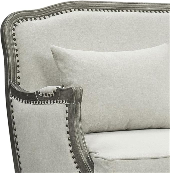 Acme Furniture Upholstered Sofa with Nailhead Trim, Cream and Brown