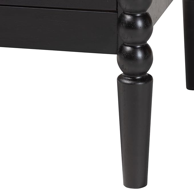 Baxton Studio Lucera Bobbin Wood Bedroom Set, 5-Piece, Full, Black