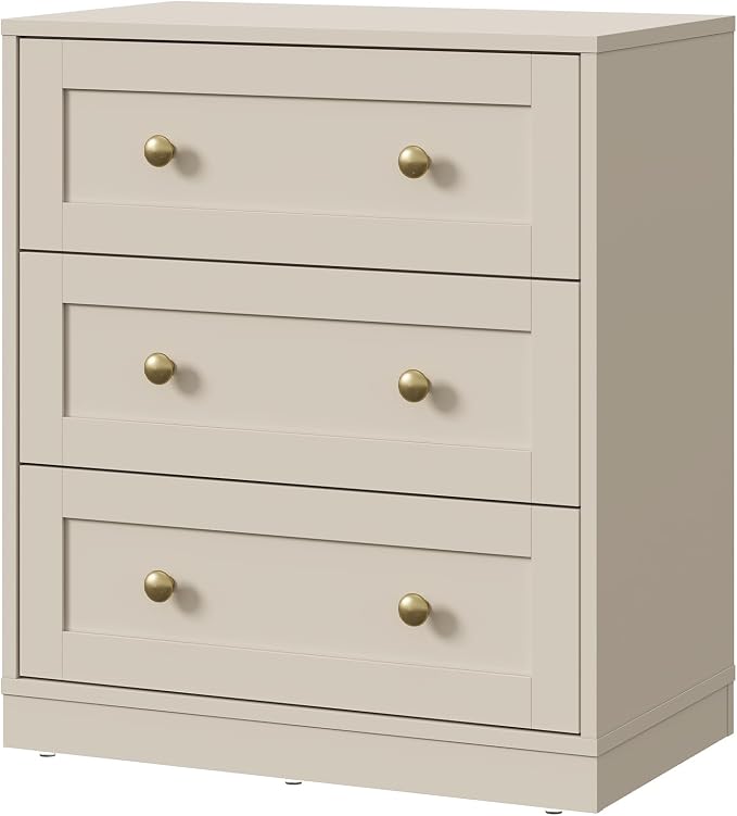 RoyalCraft Small 3 Drawer Dresser Set of 2, Beige Dresser for Bedroom, Wood Nightstand with Drawers, Modern Chest of Drawers for Closet, Living Room, Entryway - Image 9