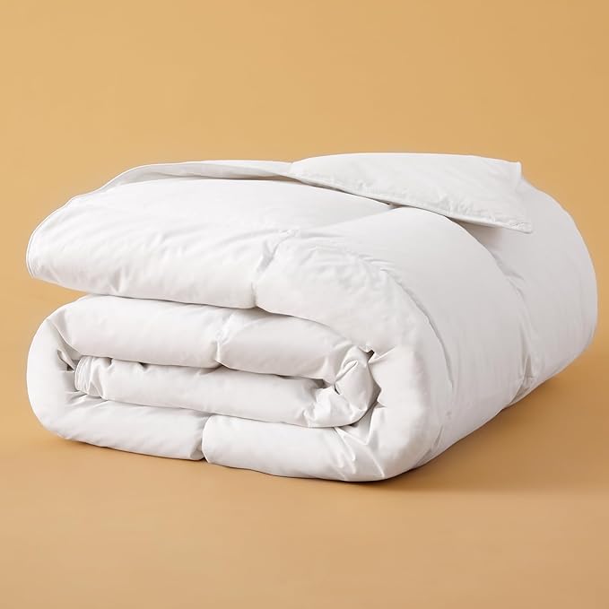 DOWNSTORIA Feather Down Fiber Comforter King Size, Ultra Soft Fabric Duvet Insert, Luxurious Hotel Collection White Bedding Comforters, All Season Medium Warmth 106 x 90 Inch.