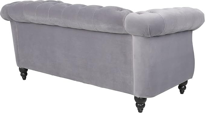 LEVNARY Velvet Sofa, Chesterfield Tufted Upholstered 2 Seater Couch, Modern Loveseat Couch Classic Furniture for Living Room Bedroom (Gray)
