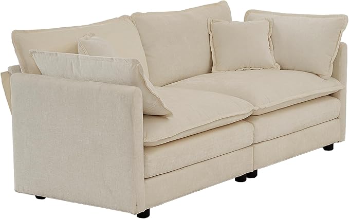 ERYE 2 PCS Oversized Living Room Sofa Sets Include Two Spacious Loveseats for 4-6 Persons, Modern Deep Seat Modular Cushions Sofa&Couch w/8 Pillows for Home,Apartment,Office, 76.7", Beige/2PCS