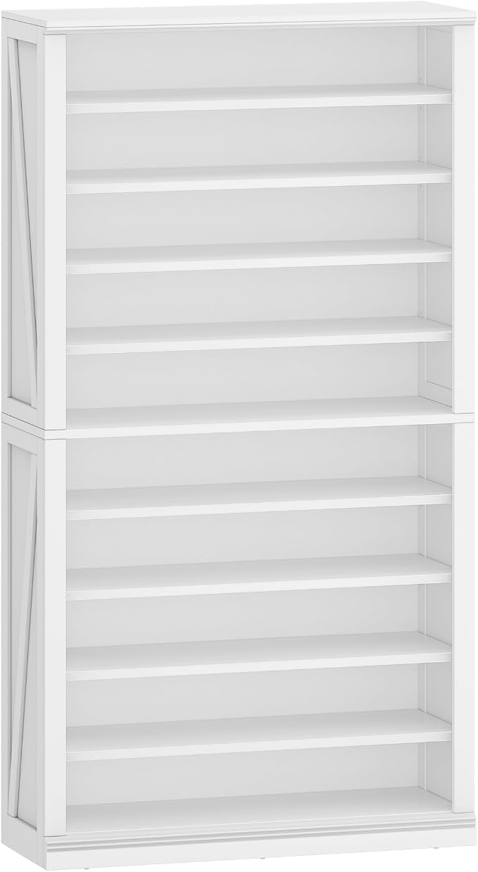 Hzuaneri Shoe Storage Cabinet, 10 Tiers Freestanding Shoe Cabinets, Wooden Shoes Rack with Cubby, 36-40 Pairs, Farmhouse Tall Shoes Cubby Organizer for Entryway, Living Room, White SR59203X - Image 9
