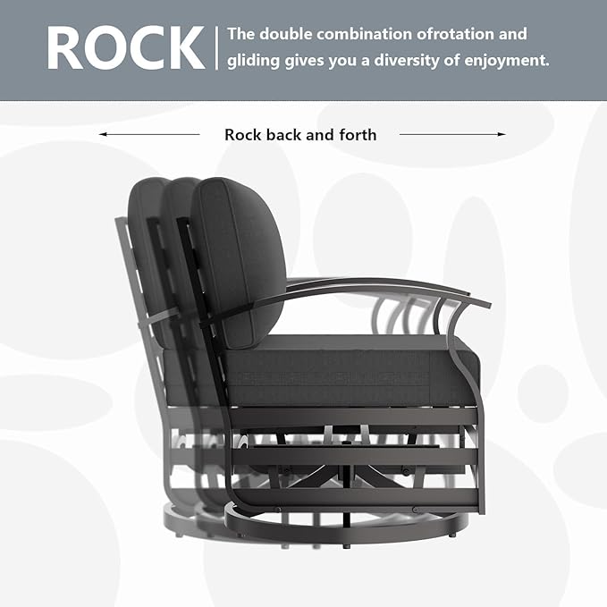 Aluminum Patio Furniture Set with Fire Pit Table, 8 Seats Outdoor Patio Conversation Sets with Swivel Chair Modern Metal Sectional Sofa with Upgrade Cushions for Patio, Backyard - Black