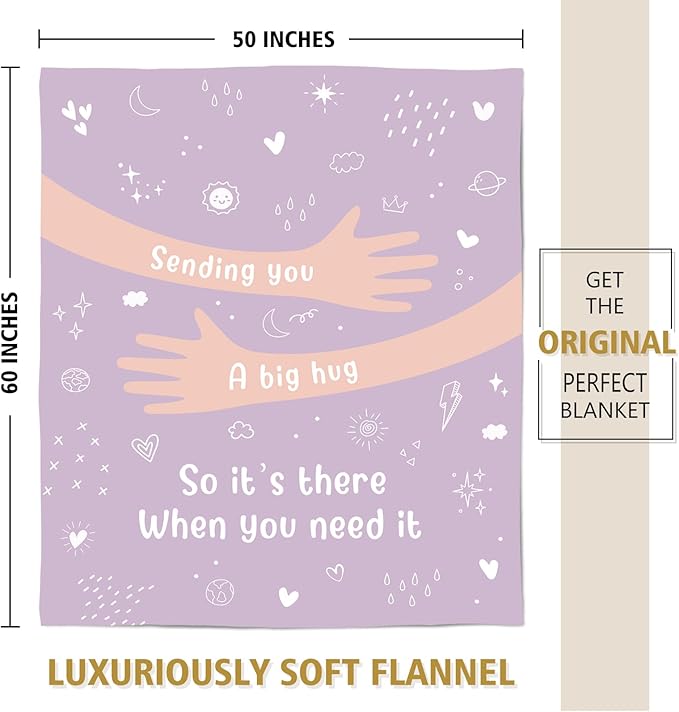 Afterprints Get Well Soon Gifts for Women Men, Hug/Healing Blanket, Thinking of You/Cancer Care/Sympathy/After Surgery Gifts for Friends, Sister, Coworkers, Soft Throw Blankets 50'' x 60''