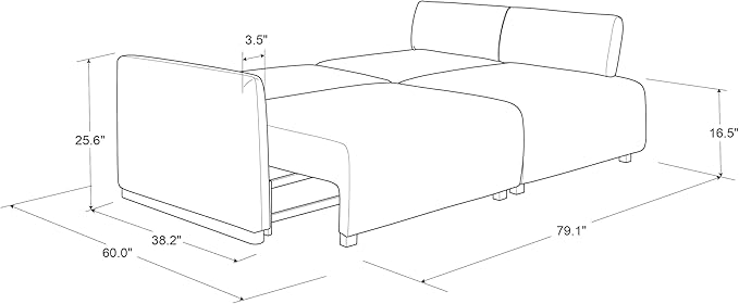 Serta Vail 86" Convertible Sleeper Sofa, Queen Size, Wall-Hugging Dreamglide Mechanism, Dreamcoil Comfort, Boucle Fabric, Brown