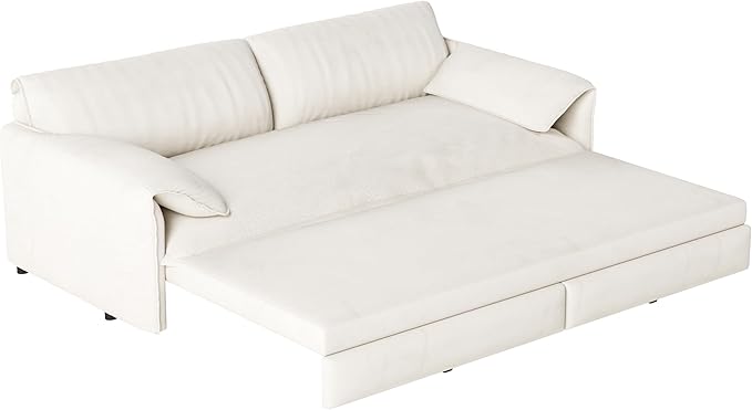 Eafurn 66" Convertible Sofa Bed Queen Size, 3-in-1 Pull Out Sleeper Couch Sofabed, Modern Velvet Loveseat Chaise Lounge w/Side Storage Pocket for Living Room Office | Removable Cushions