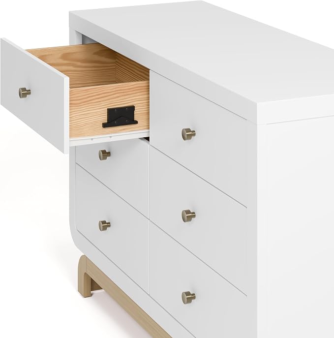 Storkcraft Santorini 6 Drawer Double Dresser (White with Driftwood) - GREENGUARD Gold Certified, Interlocking Drawer System, Dresser Drawer Organizer for Kids Bedroom - Image 15