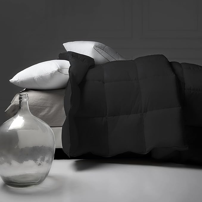 puredown® Goose Down Feather Comforter Duvets Set (Lightweight-Black, Full/Queen)