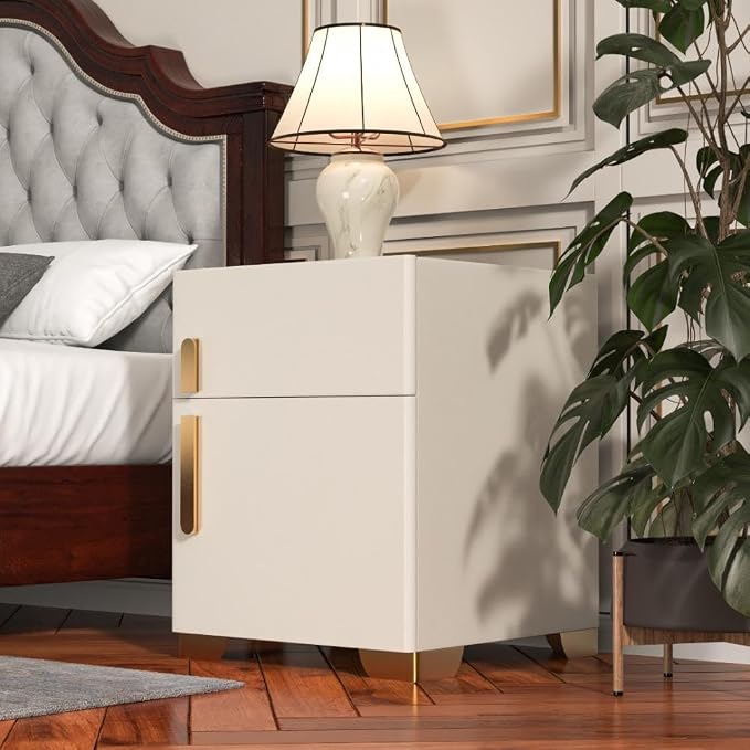 Nightstand with Drawer, Wireless Charging Bedside Table 3 LED Light Night Stand with Safe, Modern End Table with Drawers for Bedroom Office - Image 9