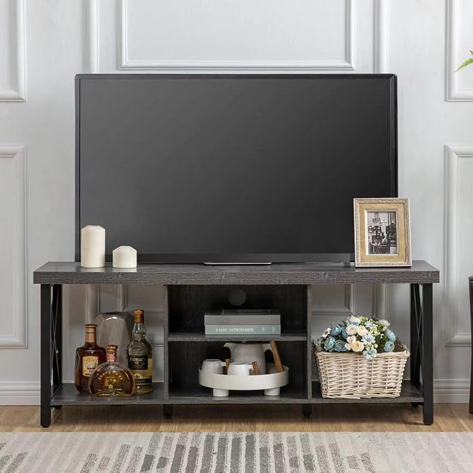 GAZHOME TV Stand for TV up to 55 Inches, TV Cabinet with Open Storage, TV Console Unit with Shelving for Living Room, Entertainment Room, Grey - Image 7