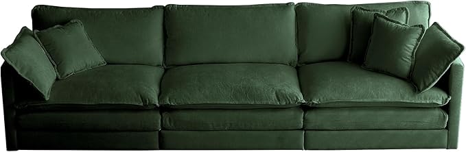 KEIKI Combination Sofa, Upholstered 5 Seater Couch, Oversized U Shaped Sectional Sofa with Reversible Ottoman for Living Room Bedroom Office, Green