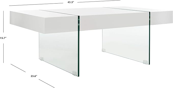 Safavieh Home Jacob White and Glass Leg Coffee Table