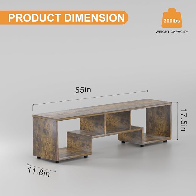 Lightdot TV Stand for TVs up to 55'', Modern Entertainment Center with Storage Open Shelf Large capacity for collection, Media Table TV Console for Living Room/Bedroom/Sofa Cabinet,Easy Assembly-Amber - Image 9