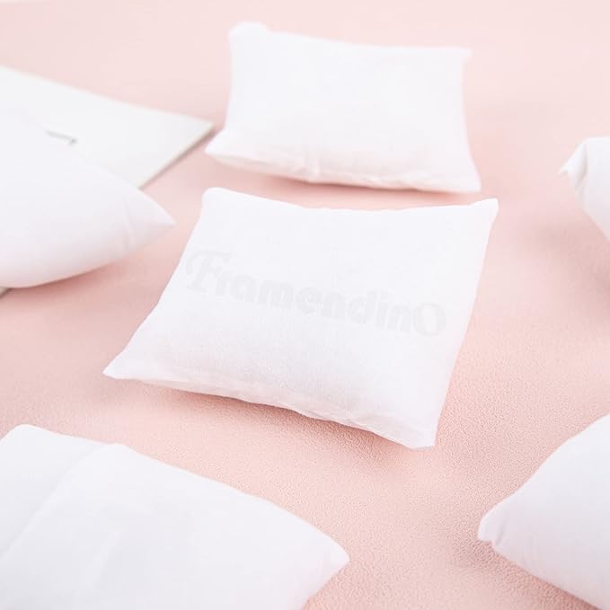 Framendino, 12 Pack White Small Bracelet Watch Pillow Jewelry Display Holder Organizer for Bangle Wrist Chain Cushion Pillows