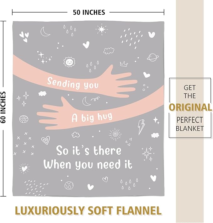 Afterprints Get Well Gifts for Women Men, Hug/Healing Blanket, Thinking of You/Cancer Care/Sympathy/After Surgery Gifts for Friends, Sister, Coworkers, Soft Throw Blankets 50'' x 60''