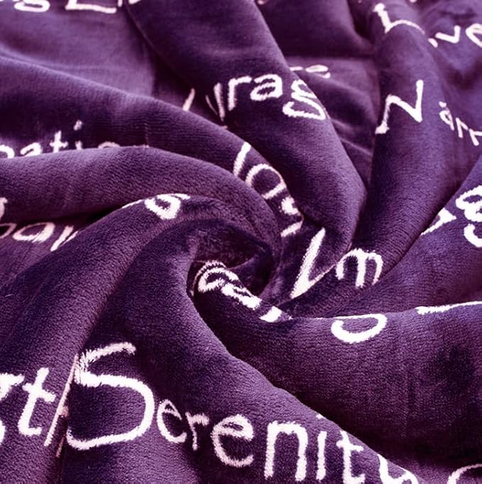 Compassion Blanket (Brand)- Strength Courage Super Soft Warm Hugs, Get Well Gift Blanket Plush Healing Thoughts Positive Energy Love & Hope (Purple, 50 x 65 Sherpa)