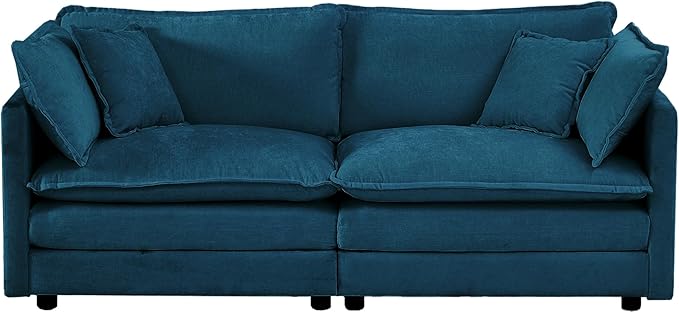 ERYE 2 PCS Oversized Living Room Sofa Sets Include Two Spacious Loveseats for 4-6 Persons, Modern Deep Seat Modular Cushions Sofa&Couch w/8 Pillows for Home,Apartment,Office, 76.7", Blue/2PCS