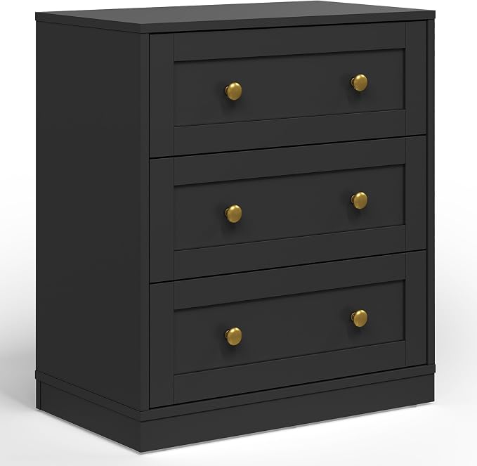 RoyalCraft Black 3 Drawer Dresser, Small Dresser for Bedroom, Wood Nightstand with Drawers, Modern Chest of Drawers for Closet, Living Room, Entryway - Image 9