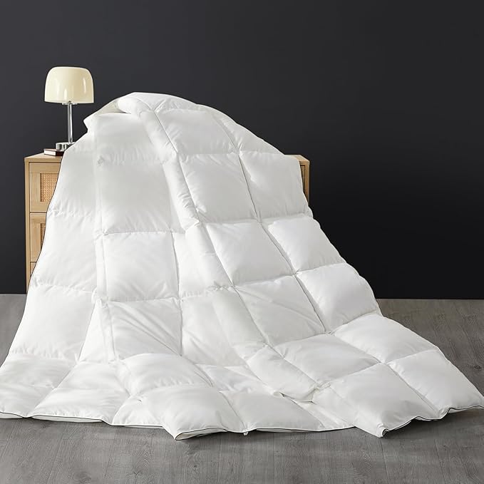 SAPHREAS Down Feathers Comforter Oversized King Size, All Season Duvet Insert oversized king, Luxury Lightweight Bedding Comforters with 8 Corner Loops, White 116x98"