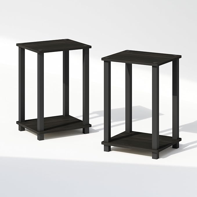 Furinno Simplistic Night Stand Set of 2, 2-Tier Small Nightstand with Open Shelf, Toolless Bedside Table, End Table, Side Table, for Bedroom, Closet, Dorm, Espresso - Image 7