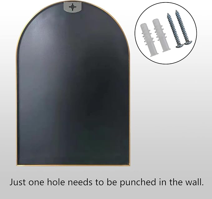 HARRITPURE Wall Mounted Mirror Arch Mirror for Bathroom,Vanity Mirror Aluminum Alloy Metal Frame Home Decor for Bathroom Bedroom Living Room Entryway (Black-2Pcs, 20“*30”) - Image 7