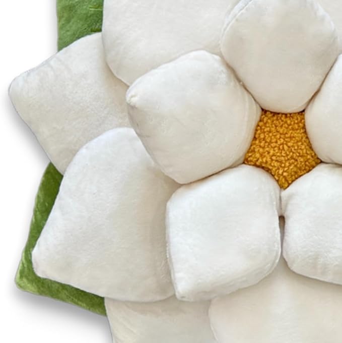 Green Philosophy Co. Poinsettia Pillow – Large Soft 3D Flower Throw Pillow, Marshmallow White Decorative Pillow for Couch & Bed, Cute Premium Gift for Plant Lovers, Star-Shaped