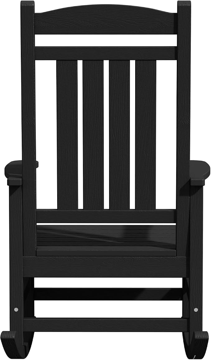 KINGYES Oversized Outdoor Rocking Chair Set of 4, High Density Polyethylene Patio Rocking Chairs with 330lbs Support for Adults, Black - Image 11