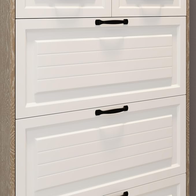 Vibe & Dine Shoe Cabinet, Entryway Shoe Storage Cabinet with 3 Flip Doors and 2 Drawers, 2-in-1 Wooden Shoe Rack Organizer with Coat Hooks for Hallway Cloakroom, Oak Color - Image 7