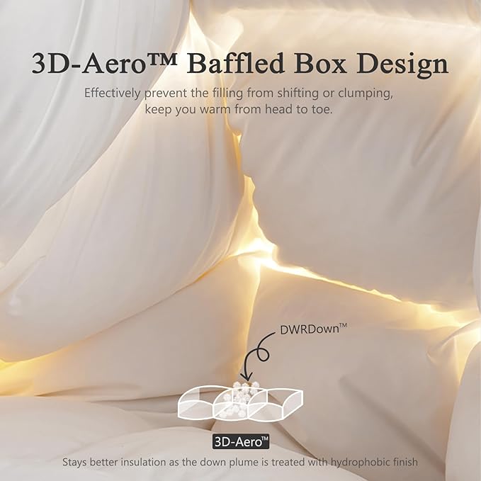 DWR Luxury Feather Down Fiber Comforter California King Size, Ultra-Soft Cotton-Blend Fabric, Heavy Weight for Cold Sleepers/Cold Weather Hotel Style Duvet Insert with Ties (104"x96", White)