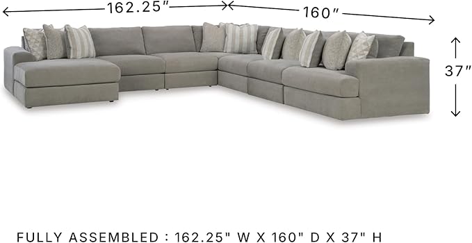 Signature Design by Ashley Casual Avaliyah U-Shape Right-Arm Facing 7-Piece Sectional with Chaise and Reversible Cushion, Gray