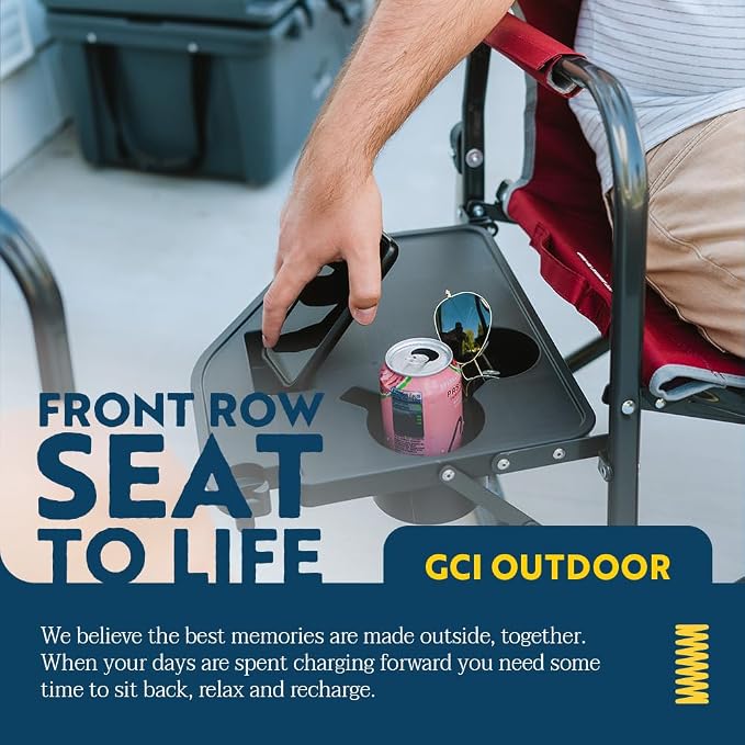 GCI Outdoor Freestyle Rocker XL with Side Table Camping Chair | Portable Folding Rocking Chair with Solid, Durable Armrests, Drink Holder & Comfortable Backrest — Black - Image 7