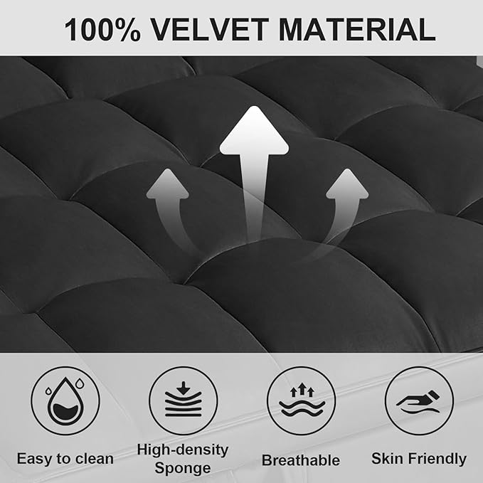 3 in 1 Pull Out Sofa Bed, 54" Sleeper Sofa Bed with 3-Level Adjustable Backrest, Velvet Fabric Loveseat Sleeper Couch for Living Room & Bedroom & Apartment & Dorm Furniture, Black