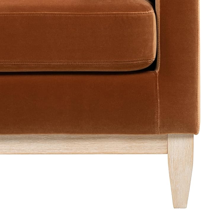 Jennifer Taylor Home Pasadena 75.5" Modern Living Room Farmhouse Performance Velvet Compact Sofa/Couch in Burnt Orange