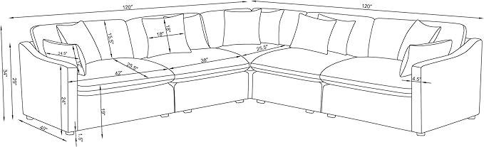Coaster Home Furnishings - Hobson - 5-Piece Upholstered Modular Sectional Sofa with Accent Pillows and Sloped Track Armrests - Living Room - Ivory - 551451-SETA