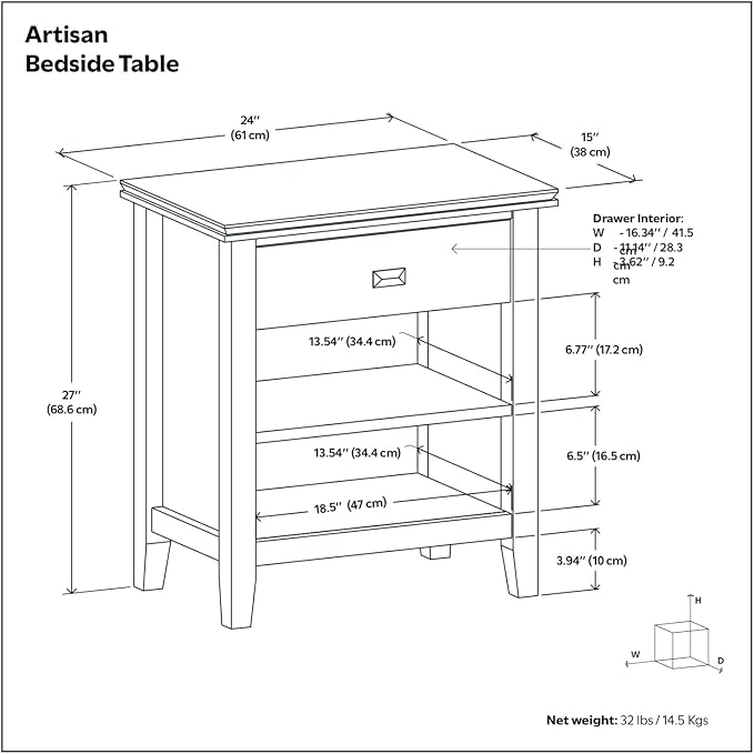 SIMPLIHOME Artisan Bedside Table - 24 inch Wide Solid Wood Nightstand Table in Autumn Brown, Contemporary Side or End Table with 1 Drawer, Open Shelf Storage and Bronze Knobs - Image 11