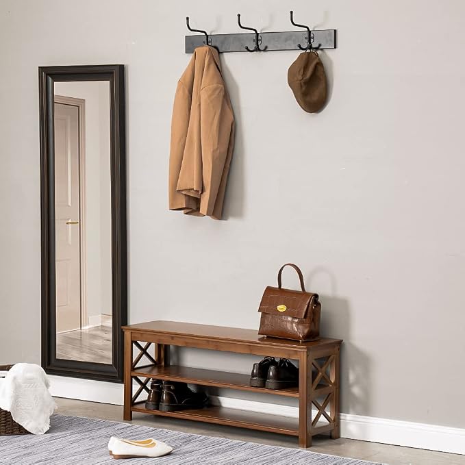Bamworld Shoe Rack Bench with Storage 3 Tier Bamboo Shoe Bench Entryway Rustic Solid Wood Entryway Bench (X-Brown,39.4") - Image 7