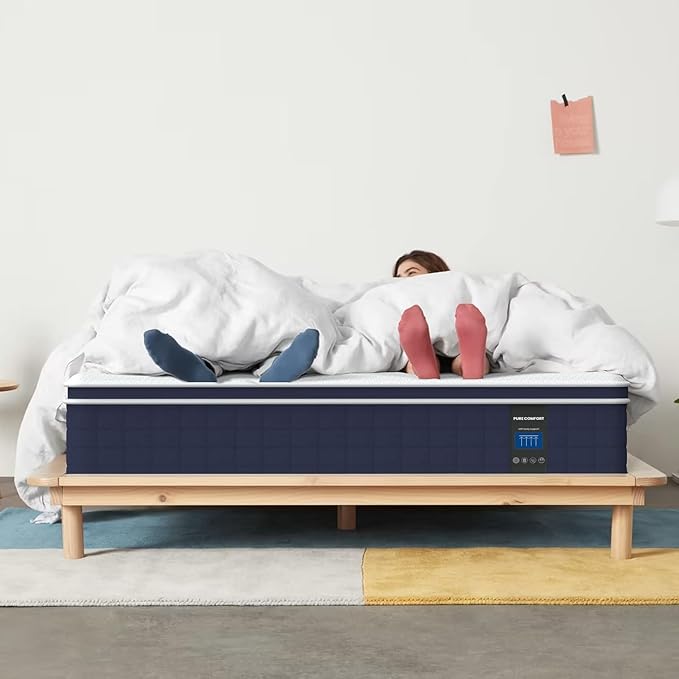 Coolvie California King Mattress in a box, Medium Firm 12 Inch Hybrid Cal King Mattress with Pocket Spring, Pressure Relief, Cooling, Personalized Support for Heavy People, CertiPUR-US® Certified Foam