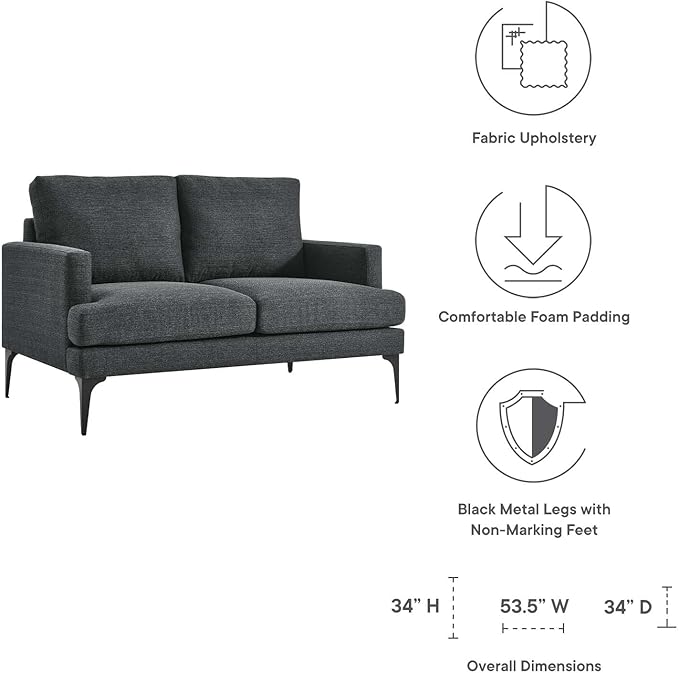 Modway EEI-6006-DOR Evermore Upholstered Fabric Loveseat, Gray