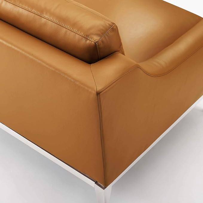 Modway Harness Stainless Steel Base Leather Armchair, Tan