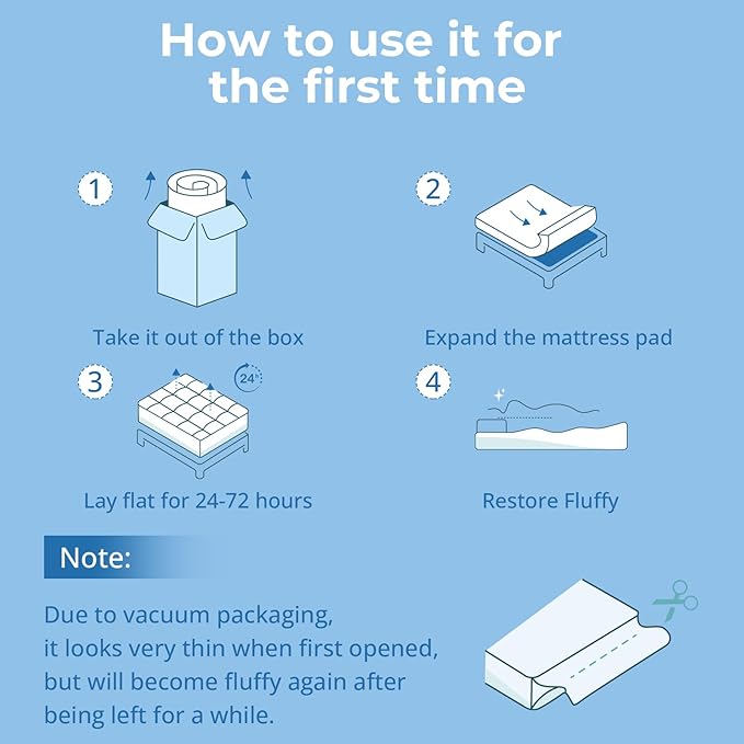 YUGYVOB Twin XL Mattress Topper - 800GSM Extra Thick Cooling & Breathable Mattress Pad with Deep Pocket 8"-21" & Soft Down Alternative Filling, White