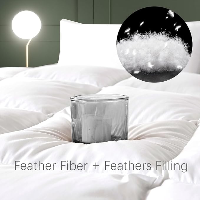 Down Comforter Twin Size – All Season Medium Weight Fluffy White Duvet Insert, Warm Feather Bedding, Soft 100% Cotton Cover