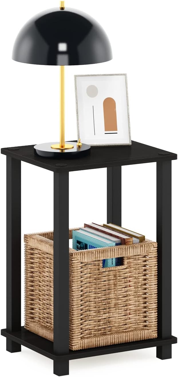 Furinno Simplistic Night Stand, 2-Tier Compact Nightstand with Open Shelf, Toolless Small Bedside Table, End Table, Side Table, for Bedroom, Closet, Dorm, Black Espresso - Image 5