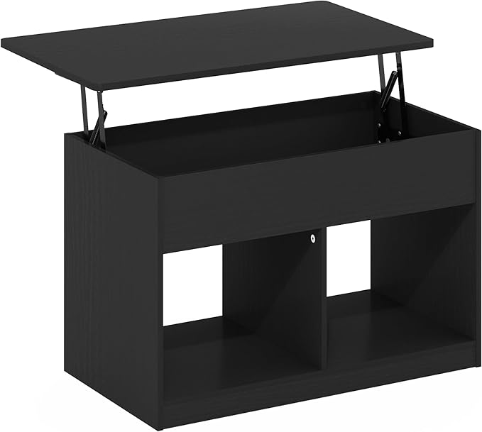 Furinno Jensen Living Room Lift Top Coffee Table with Hidden Compartment, Americano